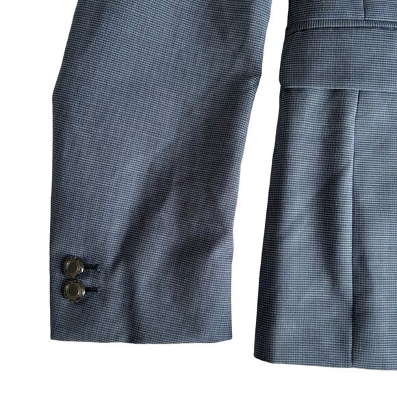 The Kooples Men’s Erased Squares Blue Slim Fit Notch Lapel Blazer Jacket Size 46 - Picture 8 of 10